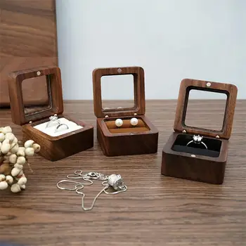 Винтажная коробка для колец, органайзер, деревянная коробка, держатель для свадебных коробок, шкатулка для церемоний, подарочная упаковка, коробки для браслетов, сережек