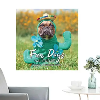 Ежемесячный настенный календарь Fun Dog на 2024 год, Забавный Подвесной Бумажный Календарь для дома, гостиной, спальни, Новогоднего декора