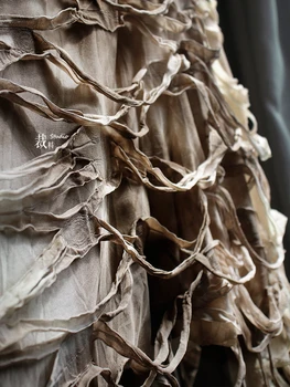 Ручная работа, окрашенная галстуком, Оригинальная трехмерная текстура, трансформация коричневой ткани в стиле ретро, художественная Hanfu из чистого хлопка, сделай САМ