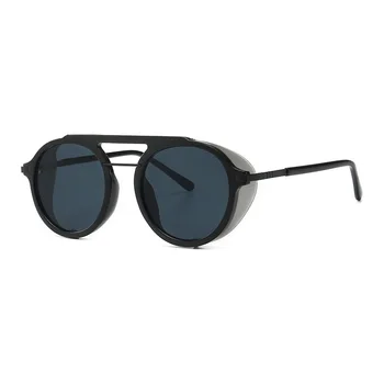 2019 Винтажные круглые солнцезащитные очки в стиле Стимпанк, унисекс, модные солнцезащитные очки в стиле панк
