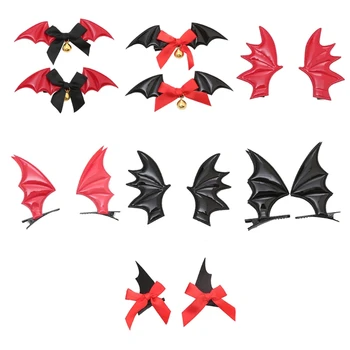 Готические заколки с крыльями Летучей мыши, Дьявольские Заколки для волос, Зажим для челки на Хэллоуин, Праздничный костюм