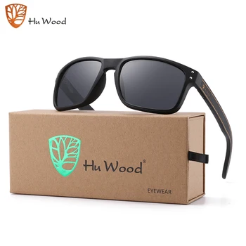 Солнцезащитные очки Hu Wood, бамбук, Мужские и женские Квадратные спортивные солнцезащитные очки, Поляризованные винтажные очки для путешествий, зеркальные линзы