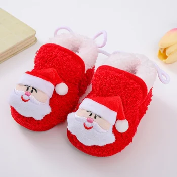 Рождественская Новая Детская Обувь Санта Клаус Снеговик Лось Мягкая Подошва Нескользящая Прогулочная Обувь На Плоской Подошве Для Малышей Зимняя Обувь Для Девочек Мальчиков