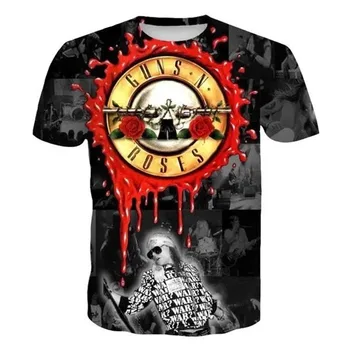 Мужская футболка с черепом Guns N Roses, модная уличная одежда с 3D-принтом, модные женские футболки оверсайз с короткими рукавами, топы, одежда