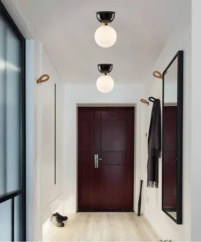 Потолочный светильник для входа на крыльцо в Скандинавском стиле, Современный минималистичный Проход, Балкон, Лестница, Гардеробная, Стеклянная Круглая Лампа для спальни, Маленькая лампа G9