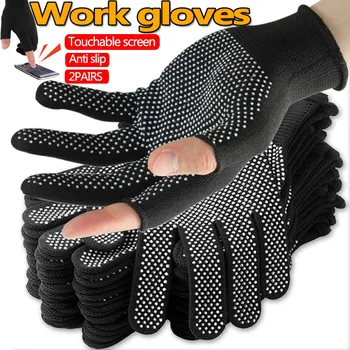 Новые перчатки без пальцев, нескользящие нейлоновые рабочие рукавицы для раздвижного экрана, перчатки для велоспорта, вождения, спортивные перчатки, мужские, женские, белые, черные