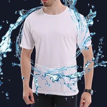 B1821 Креативная гидрофобная, защищающая от загрязнений, водонепроницаемая однотонная мужская футболка, мягкий быстросохнущий топ с коротким рукавом, дышащая одежда