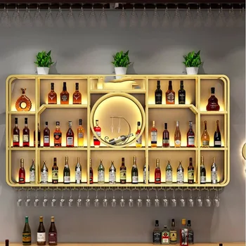 Дома Барный шкаф ручной работы, Промышленный Винтажный Золотой Металл для гостиной, Современный мобильный Узкий винный стеллаж, Квадратная мебель Kast Ideas
