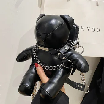 Милые сумки с медведями для женщин 2023, новая модная кукольная сумка для телефона, кожаная Женская сумка на мультяшной цепочке, роскошная маленькая сумка через плечо