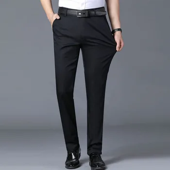 2023 Модные Новые мужские костюмные брюки Весна-осень, деловые повседневные костюмные брюки, мужские эластичные прямые официальные брюки, большие размеры 28-38