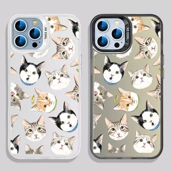 Множество милых кошачьих Ангелочков Чехол для телефона iPhone 14 13 12 11 X XS XR Pro Max 14Plus модная противоударная задняя крышка-скраб