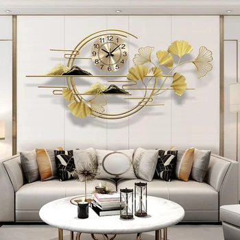 Украшение гостиной часы настенные часы современный свет роскошный обеденный стол креативный диван фон настенные часы
