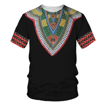 Мужская повседневная 3D футболка, Африканская рубашка Harajuku с 3D принтом, Винтажная, Верхняя одежда Унисекс С коротким рукавом, Летняя модная футболка
