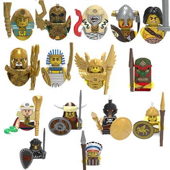 Средневековая военная кукла-солдат Строительный блок Спартанский солдат Крестоносец Римский рыцарь Оружие Меч Шлем Детские игрушки Подарки