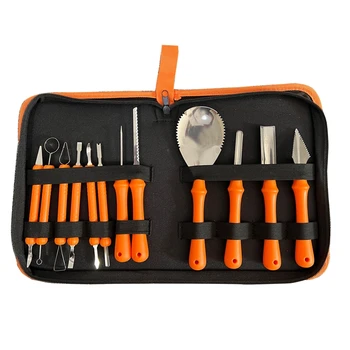 Профессиональный набор инструментов для карвинга из 12 предметов, сверхмощный набор для вырезания тыквы оранжевого цвета, включающий ножи, совок и различные инструменты для лепки